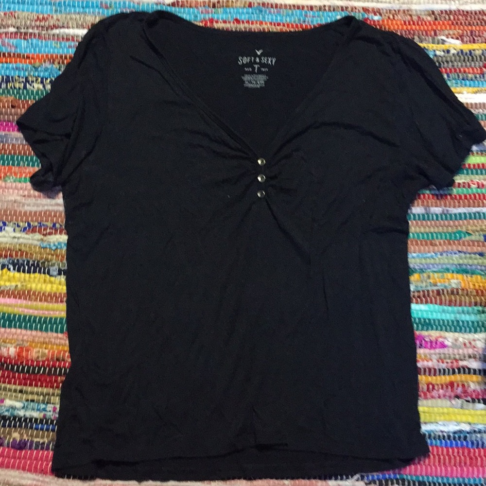 Black American eagle Henley t shirt!